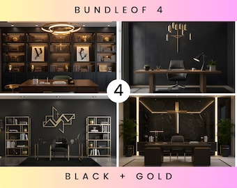 Schwarz & Gold Christlicher Zoom Hintergrund | Büro Dekor (PNG Digital Download)