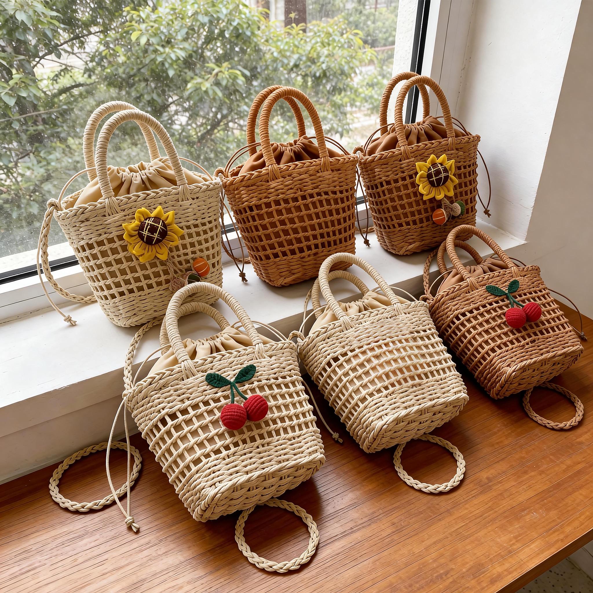 Hipster Woven Crochet Handbag, Drawstring Closure Free Crochet Drawstring Hobo Bag Patterns main image 3