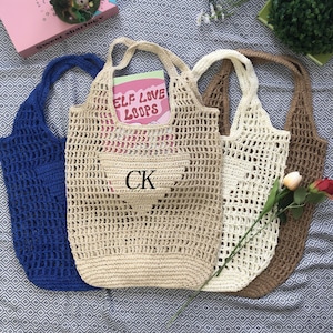 Personalized Beach Tote Bag Custom Beach straw bag Custom Letter Tote Bags Bachelorette party gift bag Monogram Bridesmaid Gifts Bag