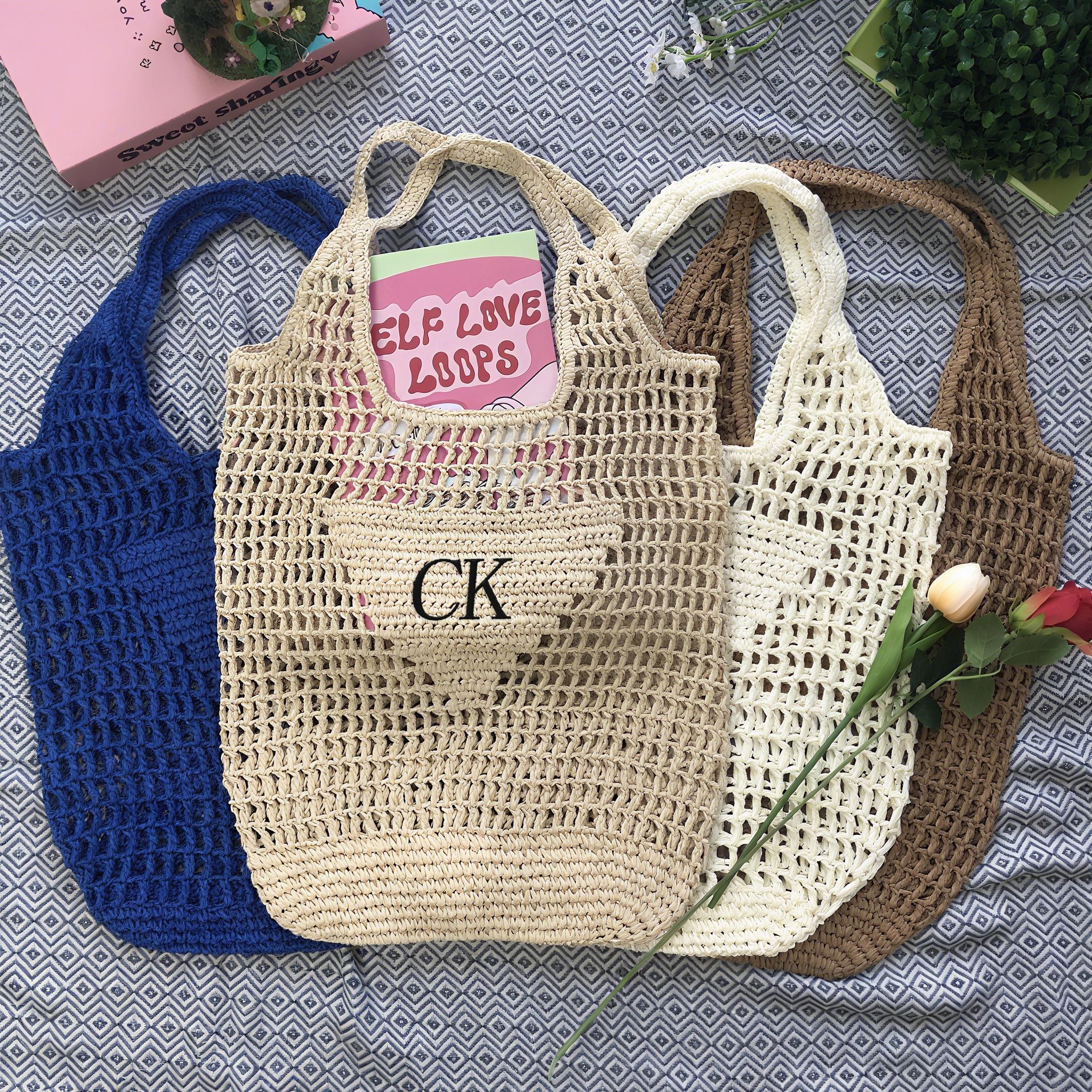 Personalized Beach Tote Bag Custom Beach straw bag Custom Letter Tote Bags Bachelorette party gift bag Monogram Bridesmaid Gifts Bag