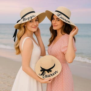 Cappelli da spiaggia personalizzati, cappellino da sole con motivo sabbia caraibica, regali per feste nuziali, cappello da spiaggia personalizzato per la signora, regalo per la futura sposa, regalo per la sposa in spiaggia, regalo di nozze