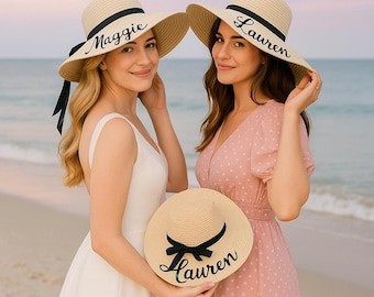 Custom Floppy Beach Hats,Caribbean Sand Sunhat,Bridal Party Gifts,Personalized Mrs. Beach Hat,Bride to be Gift,Beach Bride Gift,Wedding Gift