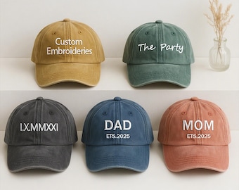 Custom Embroidered Hat | Unique Gift Idea | Retro Baseball Hat | Gift For New Dad Mom | Unisex Baseball Hat | Bachelorette Hats