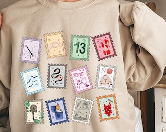 Music Stamps Sweatshirt, Crewneck Sweatshirt, Cute Album Symbols Sweatshirt, Music Fan Gift, Daughter gift idea Shirts, Christmas Sweatshirt