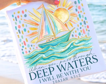 When You Pass Through Deep Waters T-shirt, Isaiah 43 2 Shirt, Christian Summer Tee, Ocean Lover Gift Tee, Bible Verse Shirt, Comfort Colors®