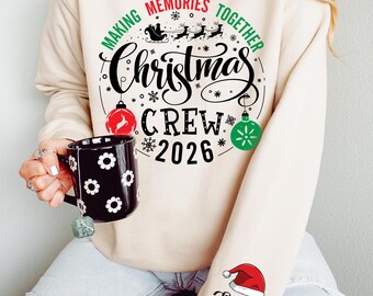 Custom Christmas Crew Sweatshirt- Matching Family Holiday T-shirt, Xmas Pajamas Top, Toddler Sweater, Custom Family Name, Matching Christmas