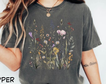 Wildflowers T-shirt, Vintage Botanical Tee, Floral Nature T-shirt ...