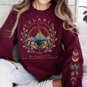 ACOTAR Velaris Sarah J Maas Sweatshirt Sleeve Print, Feyre Archeron, Rhysand High Lord, Night Court Sweater, Sjm T-shirts, City of Starlight