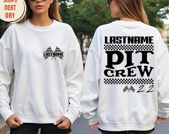 Custom Racing Sweatshirt, Motocross Shirts, Funny Pit Crew Outfit, Matching Family Personalized Last Name Racing T-shirts, Motomom T-shirts