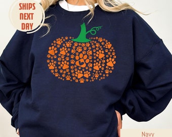 Paw Pumpkin Shirt, Paw Print Shirt, Pumpkin Dog Shirt, Dog Halloween Tee, Retro Pumpkin, Halloween Shirt, Halloween Sweatshirt, Thanksgiving