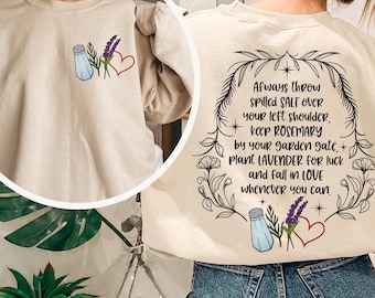 Salt Rosemary Lavender Love Front and Back Sweatshirt, Practical Magic Sweatshirt, Halloween Sweatshirt, Witchy T-shirt, Magic Spell T-shirt