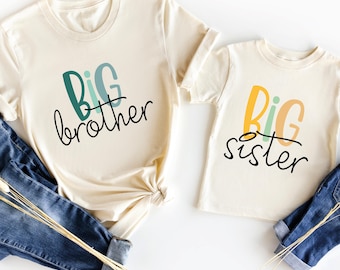 Matching Sibling Shirts, Big Sister, Little Brother, Big Brother, Little Sister Tee, Toddler, Baby, Girls Boys, Announcement, Retro Kids Tee