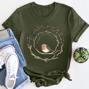 Bird Shirt, Bird Nest Tee, Watercolor Bird Branches, Bird Home T-shirt, Bird Cage, Bird Lover Shirt, Nature, Peace, Gift For Bird, Cute Bird