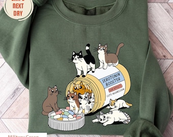Antidepressant Cat Sweatshirt, Cat Mom Sweater, Funny Cat Shirt, Cat Lover Gift, Therapist Shirt, Cat Owner Shirt, Mental Health Matter Gift