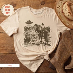 Ufo Western Shirt, Retro T-Shirt, Vintage Cowboy T-Shirt, Rodeo T-Shirt, Wild West Shirt, Western Oversized Tee, Unisex, Western Cowboy UFO