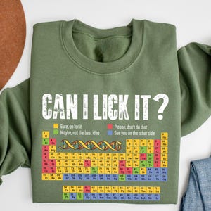 Can I Lick It Periodic Table Shirt, Funny Chemistry Shirts, Elements Table T-shirt, Funny Chemistry Gift Tees, Science Chemistry Lab T-shirt