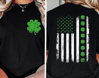 St. Patrick's Day American Flag Sweatshirt, American Flag Shamrock Sweatshirt, Lucky Shamrock, America Flag Sweatshirt, Irish Day Sweatshirt