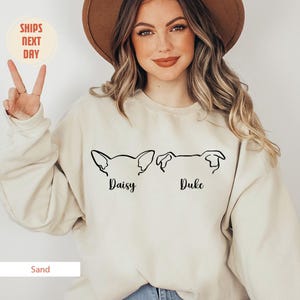Custom Dog Sweatshirt, Personalized Dog Ears Sweatshirt with Name, Christmas Gift, Dog Dad Gift for Pet Gift for Him, Pet Lovers Sweatshirts