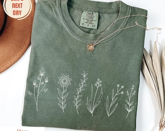 Comfort Colors® Wildflower Shirt, Floral Cottagecore Shirt, Botanical Shirt, Flower Shirt, Nature Shirt, Wildflower Tshirt, Wild Flower Tees