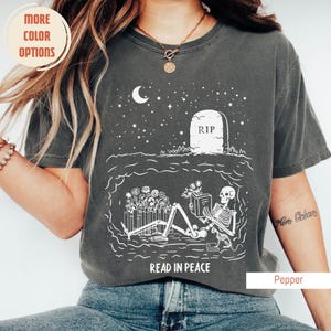 Halloween Read In Peace Shirt, Halloween Ghost Reading Shirts, Comfort Colors®, Funny Halloween, Spooky Season, Book Lover Halloween Gifts