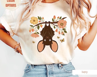Bat Shirt, Halloween Shirt, Goblincore Shirt, Comfort Colors®, Spooky Shirt, Vintage Gothic Vampire Bats Gift, Halloween Bat Gift, Bat Lover