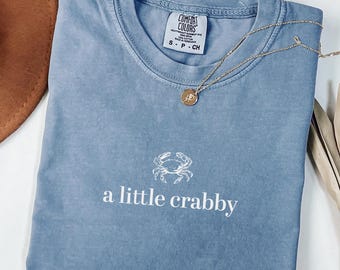 Minimalist Beach Shirt, Funny Meme Shirt, A Little Crabby, Summer Aesthetic, Unisex Comfort Colors® T-shirt, Summer Shirt, Funny Beach Shirt