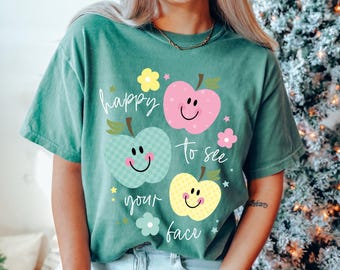 Comfort Colors® Teacher Shirts, Happy To See Your Face Shirt, New Teacher Gifts, Cute Teacher Life T-shirt, Back to School Shirt for Teacher