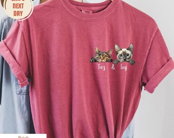 Custom Cat Shirt, Comfort Colors® Shirt, Personalized Cat Shirt, Cat Lovers Shirt, Gift for Mom, Gift for Dad, Mothers Day Tees, Fathers Day