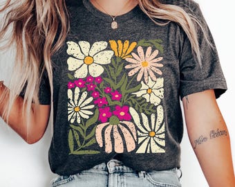 Wildflower T-Shirt, Vintage Flower Shirt, Floral T-Shirt, Wild Flowers Shirt, Gift For Women, Flower Shirts, Best Friend Gift, Ladies Shirts