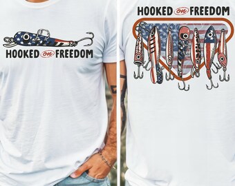 Hooked on Freedom Shirt, America 250 Fishing T-Shirt, Patriotic Bass Fisherman Tee, Fourth of July USA Independence Day Gift,Comfort Colors®