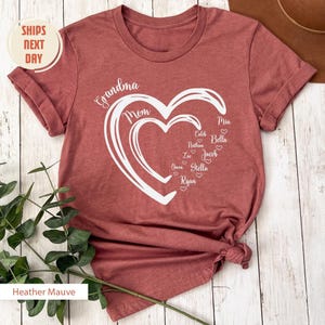 Custom Grandma Shirt, Grandma Heart Shirt, Nana Shirt With Grandkids Name, Gift For Grandma, Mother's Day Shirt, Personalized Grandma Shirts