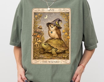 Wizard Frog Tarot Comfort Colors® T-Shirt, Magical Fairycore Mushroom Forest Mystic Shirt, Cottagecore Fantasy Top, Goblincore Witchy Tshirt