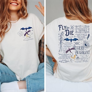 Comfort Colors® Fourth Wing Shirt, Fly or Die, Basgiath War College Dragon Rider Tee, Fantasy Book Lover Riders Quandrant, Violet Sorrengail