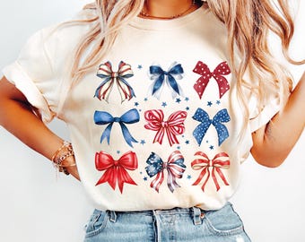 USA Bow Shirt Comfort Colors®, Coquette America Bow Shirt for July 4th, Memorial Day Shirt, USA Shirts, Patriotic Bow Shirts, Election Shirt