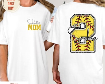 Personalized Softball Mom Shirt, Custom Name and Number Softball mom Shirt, Customized Softball Mom Tee, Softball Mama Tee, Mothers Day Gift