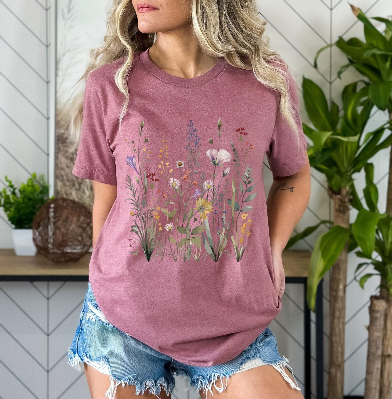 Wild Flowers T-shirt, Vintage Botanical Tee, Pastel Floral Nature T ...