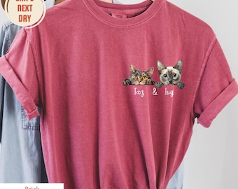 Custom Cat Shirt, Comfort Colors® Shirt, Personalized Cat Shirt, Cat Lovers Shirt, Gift for Mom, Gift for Dad, Mothers Day Tees, Fathers Day