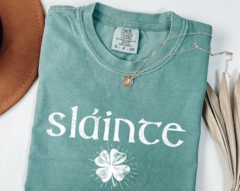 Comfort Colors® Retro Slainte Shirt, Womens Lucky Shirt, Shamrock Shirts, Cute Patricks Day Shirts, Funny Irish Shirt, St Patricks Day Shirt