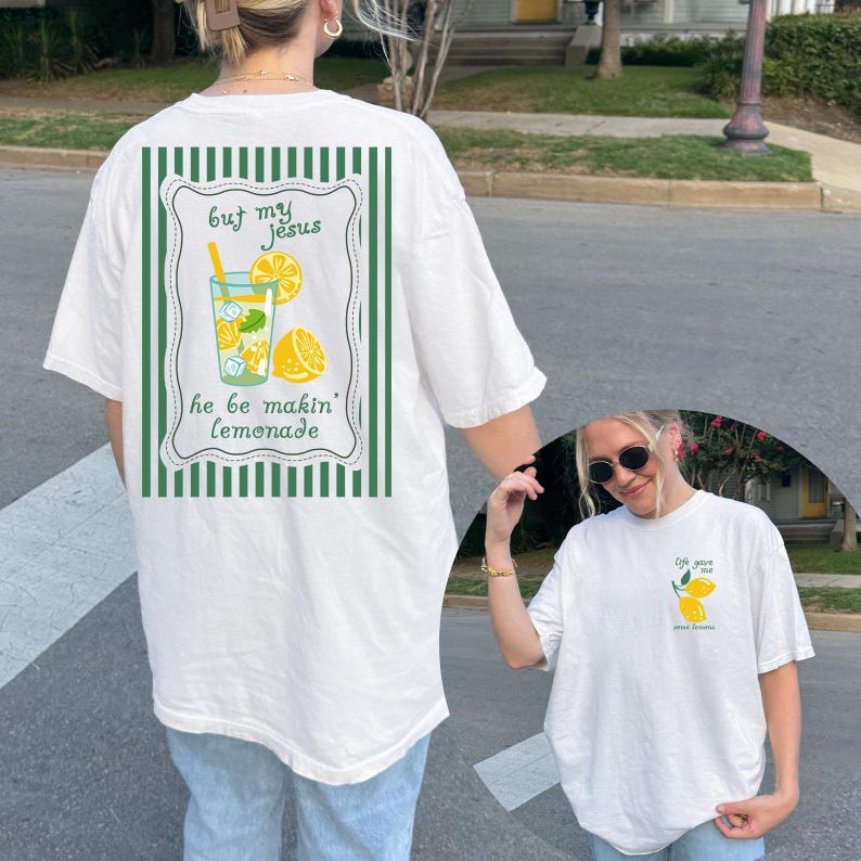 Comfort Colors® Jesus Lemonade Shirt, But My Jesus He Be Makin’ Lemonade, Life Gave Me Lemons Tee, Faith Christianity Tee, Christian Apparel zdjęcie 2