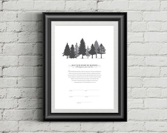 Printable Ketubah Pine Trees Marriage Certificate