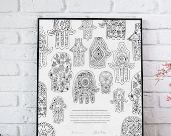 Printable Hamsa Ketubah | Digital Download Wedding Marriage Certificate