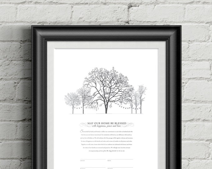 Printable Ketubah Backyard Wedding Trees Marriage Certificate Etsy