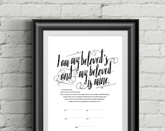 Printable Ketubah I Am My Beloved's Marriage Certificate