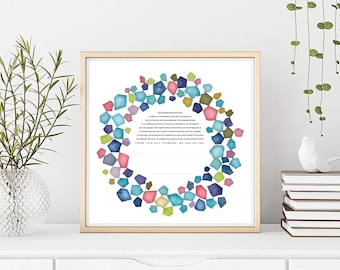 Printable Ketubah Marriage Certificate Download Colorful Circle