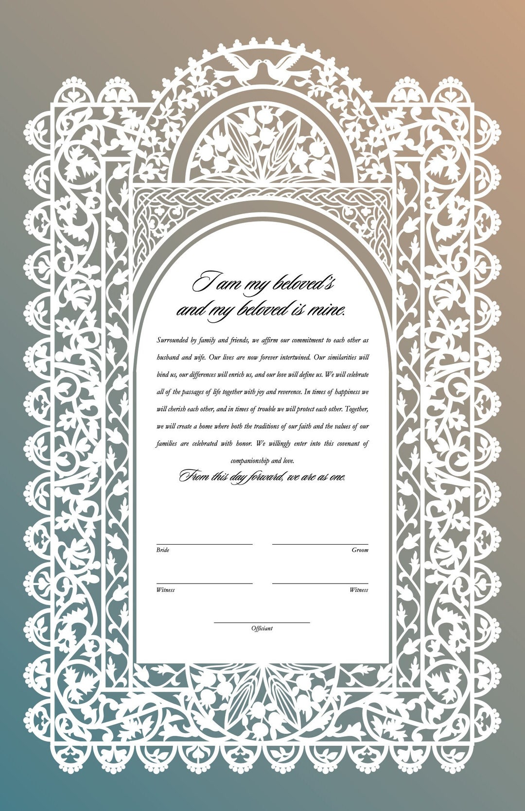 Printable Ketubah Marriage Certificate 11x17 Papercut Style - Etsy