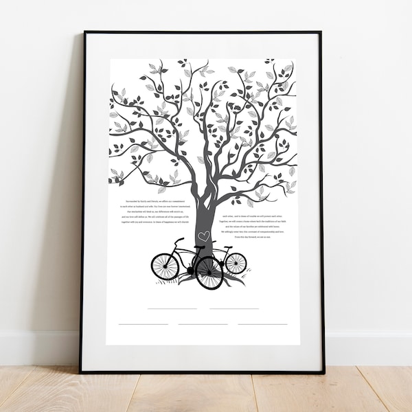 Printable Ketubah Marriage Certificate | Bicycles and Tree Wedding Vows