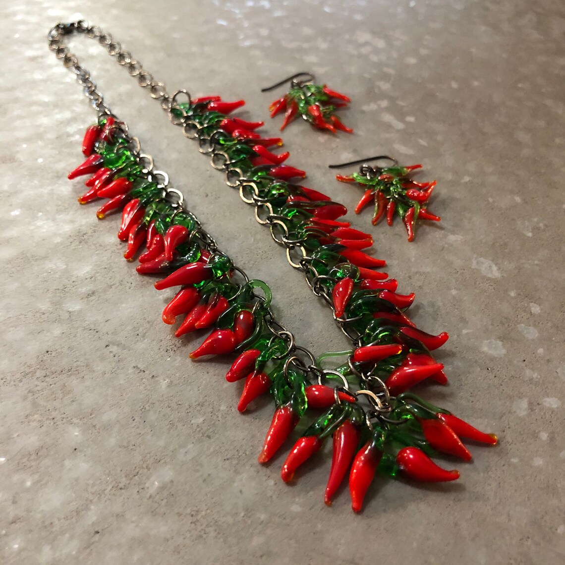 Red Hot Chili Pepper Necklace Necklace and Earring Set With Etsy