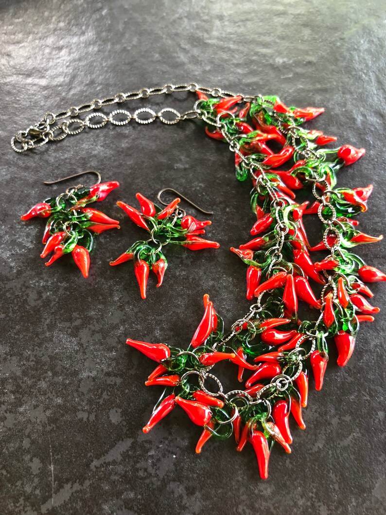 Red Hot Chili Pepper Necklace Necklace and Earring Set with Etsy
