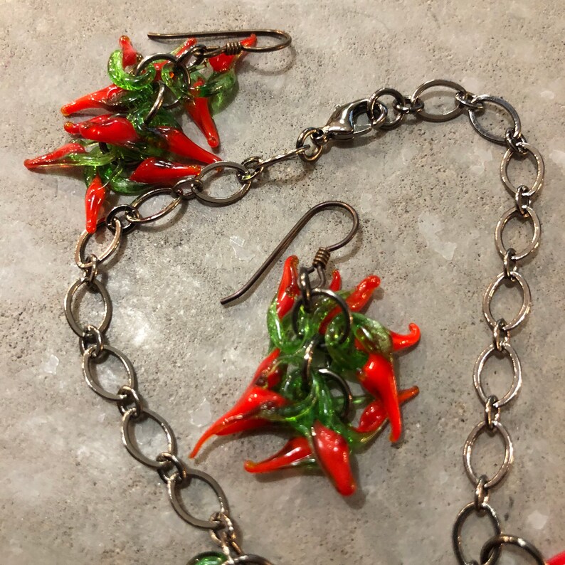 Red Hot Chili Pepper Necklace Necklace and Earring Set With Etsy