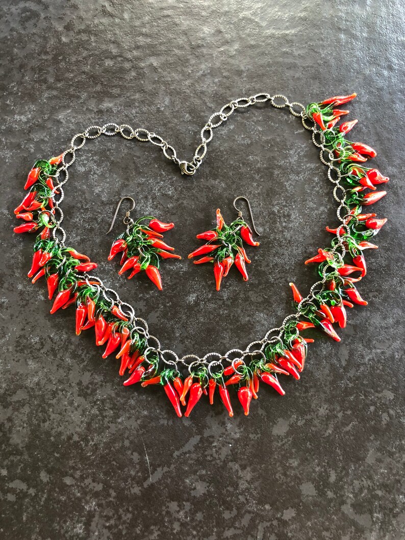 Red Hot Chili Pepper Necklace Necklace and Earring Set with Etsy